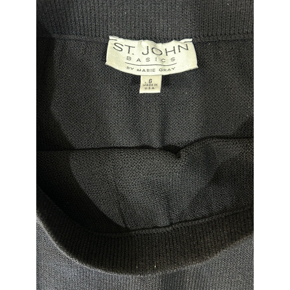 ST JOHN BASICS by Marie Gray Black Knit Pencil Skirt Size 6 - Picture 4 of 4